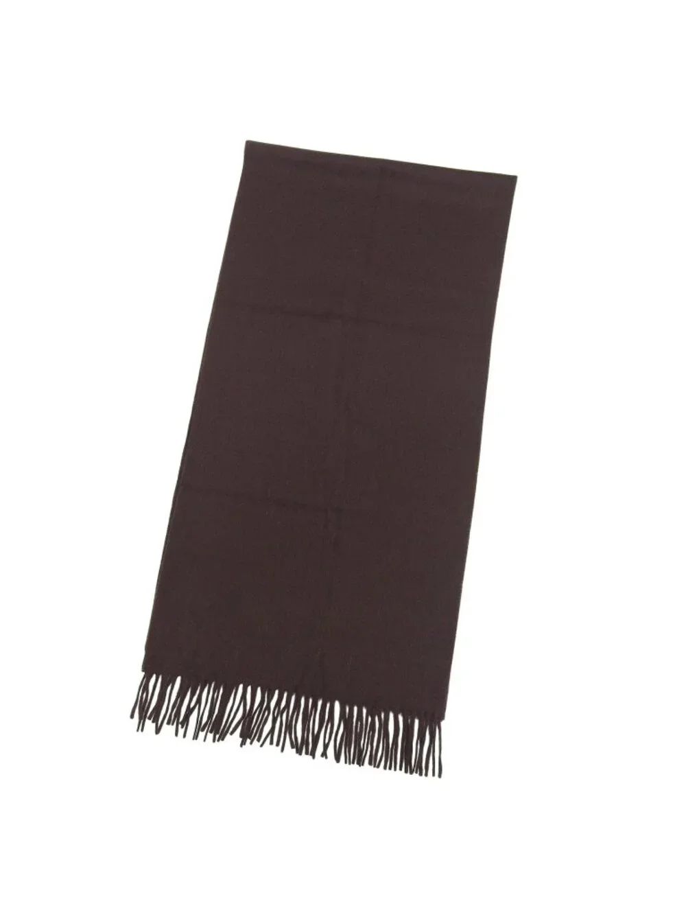 Hermes Rectoverso Cashmere Logo Embroidery Scarf with Fringe Brown - Picture 1 of 9